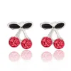 Boucles d'oreilles à clous pour femmes et filles, bijoux coréens en émail, cristal, perle, fleur, fraise, cerise, ensemble à la mode, 2024