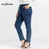LIH HUA femmes grande taille jean automne haute Stretch coton tricoté Denim pantalon décontracté doux jean 240202