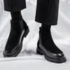 Stivaletti Chelsea in vera pelle di design di lusso da uomo invernali Stivaletti stile britannico in pelle bovina moda Scarpe da uomo alte 240118