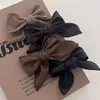 Hair Accessories Solid Color Duckbill Side Clip Elegant Fashion Bangs PU Leather Bow Hairpin Temperament Vintage