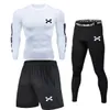 Ginásio dos homens conjunto de compressão correndo collants treino fitness treino treino mangas compridas camisas ternos esportivos rashgard kit 240202