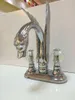 حوض الحمام صنبور حرة السفينة Swan Faucet Mixer Tap Brass 4 "Heal Center Hole Crystal Handles Chrome Color Deck مثبتة 2