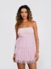 Casual Jurken Dames Strapless Tube Mini-jurk Mesh Gelaagde Verjaardag Fee Tule Prom Ruffle Party