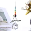 Décorations de jardin HD Crystal Guardian Angel Suncatcher avec 30mm Ball Prism Rainbow Maker Fenêtre Suspendue Ornement Charmes de voiture pour vue arrière