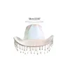 Berets Bride Cowboy Hat Bachelorette Party Bridal Tassel Fedora Cowgirl