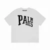 Camisetas masculinas Graffiti Tees Palms Palmangel City Designer Limited Inkjet Graffiti Letter Printing Homens Mulheres Veleiro de manga curta Casual Tops brancos