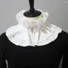 Bow Ties Female White Shirt Fake Collar For Womens Blouse Tops Solid Color Detachable Neckwear Decorative Party False