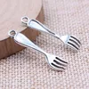 Charms Fashion Alloy Vintage Tableware Fork Utensil Pendant 8 30mm 40pcs AAC450