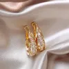 Boucles d'oreilles créoles légères et brillantes, ensemble ovale en Zircon, bijoux à la mode adaptés aux accessoires de fête de mariage pour femmes, 2024