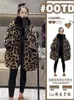 Trenchs de femmes manteaux imprimé léopard longue laine d'agneau vêtements d'extérieur femme 2024 hiver lâche haute qualité manches à capuche rembourré chaud coton rembourré