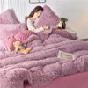 Ensemble de lit en velours de vison épais, ensemble de quatre pièces, drap de cristal, housse de couette chaude en peluche, flanelle de corail, literie de luxe, 240131