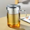 500ml copo de vidro chá infusor caneca grande vidro borosilicato caneca de chá com infusor de aço inoxidável casa escritório caneca de café drinkware 240125