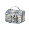 Cosmetic Bags Portable Makeup Bag For Women Classic Plaid Storage Case With Bow Decor Travel Toiletry Girls Gift