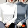 Camisetas para mujer Camiseta para mujer Otoño Manga larga Medio cuello alto Camisa de fondo modal suave Señoras Strecth Ropa interior cálida Tops G706