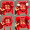 Hair Accessories Red Hairband Year Band Lovely Flower Hairball Chinese Style Headdress Tassel Felt Hoop Bow Headband Children