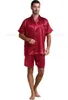 Herren-Pyjama aus Seidensatin, Pyjama-Pyjama, kurzes Set, Nachtwäsche, Loungewear, U.S. SMLXL2XL3XL 4XL Solid__6Colors 240202