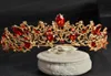 Gold Siver Bridal Tiara med röd kristall högkvalitativ fantastisk stor tävlingskrona ingen kam brithday fest po hår tillbehör3536634