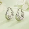 후프 귀걸이 프랑스 기하학적 불규칙한 주름 암컷 복고풍 보석 rersonalized eor buckle 925 Silver Earring kofsac