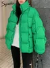 Dames Trenchcoats Winter Parka's Voor Dames Herfst 2024 Koreaanse Mode Oversized Geweven Geruite Pufferjas Dikker Warm Groen Blauw