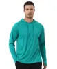 Été hommes chemises de pêche refroidissement à capuche hommes à manches longues UPF 50 Rash Guard à capuche survêtement course randonnée Jogger chemise 240127