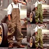 Men's Pants Trendy Cargo Jumpsuit Breathable Sleeveless Skin-friendly Wide Leg Bib Overalls Casual