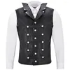 Men's Tank Tops Punk Rave Mens Steampunk Waistcoat Vest Solid Color Buttons Sleeveless Lapel PU Top Gothic Victorian Gentleman Wedding