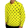 Polo da uomo Polo con stampa grafica 3D a pois Top Autunno Retro Casual Manica lunga Colletto rovesciato T-shirt quotidiane oversize Abbigliamento