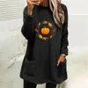 Sweats à capuche pour femmes Big Boys Veste à capuche en polaire pour femmes Casual Double Fuzzy Halloween Citrouille Imprimé Sweat Faux Zip Pull Top Articles