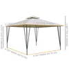 Tents And Shelters 11' X Outdoor Canopy Tent Party Gazebo With Double-Tier Roof Steel Frame Included Ground Stakes Beige