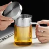 500ml copo de vidro chá infusor caneca grande vidro borosilicato caneca de chá com infusor de aço inoxidável casa escritório caneca de café drinkware 240125