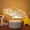 أضواء ليلية طراز قاطرة LED LED 3D Vision Car Car Potorcycle Table مصباح مصباح Devinative Bedroom Lighting Hiftival Gift
