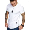 Garnitury męskie A2830 Summer Men krótkie rękawowe koszula swobodne okrągły szyję moda elastyczna fit zabawne streetwear solidny tshirt hip hop topy s-xxl