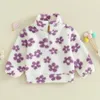 -09-25 Lioraitiin 6M-4Y Winter Peuter Kinderen Meisjes Fleece Uitloper Fuzzy Lange Mouw Bloem Rits Sweatshirt Jas Kinderjas 240202