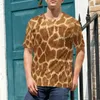 T-shirts pour hommes T-shirt imprimé peau de girafe Art animalier T-shirt graphique à manches courtes à la mode T-shirts surdimensionnés décontractés originaux