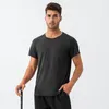 Camisas ativas LO masculina em torno do pescoço solto esportes camiseta sweatwicking secagem rápida respirável fitness manga curta ao ar livre correndo topo