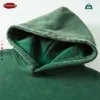 ZODF Winter Autum Mens Washed 355gsm Fleece Hoodies Unisex Couple Retro Oversized Ripped Hooded Sweatshirts Pullovers HY0652 240126