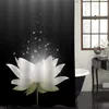 White Lotus Flower Shower Curtain för Zen Spa Badrumdekor Asiatiska blommiga polyesterbadgardin Set gåva för kvinnor och flickor 240131