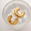 Oorknopjes Uworld roestvrij stelen 18k Pvd vergulde gouden kleur lege buis C-vormige handgemaakte textuur gepersonaliseerde sieraden voor vrouwen