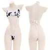 Women's Swimwear Milk Cow Print Bodysuit Animal Cosplay Costume Anime Sexy Mini Lingerie Nightwear Swimsuit Women Bikini Backless One Piece