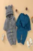 2021 Spring New Baby Romper Knitting Waffee Long Sleeve Open Stitch Cotton Hooded Jumpsuits Girls Baby Clothes E56328330042256301