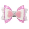 Haaraccessoires 10 stks/partij Prinses Haarspelden Glitter Strikken Met Clip Dance Party Bow Meisjes Pasen Pompom Hoofdtooien