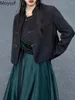 Kvinnorjackor Spring Stand Up Collar Chinese Black Casual Design Short Coat National Mervatile Suit Top Female Clothing