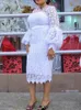 エスニック服女性のためのアフリカのドレス長袖七面鳥のレースイブニングウェディングパーティーミッドカーフの長さのドレスイスラム教徒アフリカ服2024