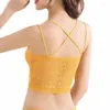 Roupa de yoga mulheres rendas sutiãs esportivos superior confortável bralette cor sólida sexy roupa interior colete feminino grande sutiã sem fio lingerie