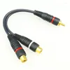 Computer Cables 10pcs/lot 2 RCA Male To 1 Female OFC Audio Splitter Cable Converter Adapter Distributor Cord Wire Line For Car