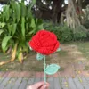 Decorative Flowers Hand-knitted Mother's Day Gift Rose Crochet Artificial Flower Bouquet Homemade Wedding Home Desktop Decor Birthday