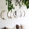 5 PCS Wooden Acrylic Moon Wall Decorative Mirror Moon Cycle Variation Decorative Wall Mirror Creative Bohemian Mirror 240127