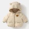 Chaqueta de invierno para niños lindo oso nieve con abrigos espesos para niñas tibias ropa de algodón de algodón Chidlren parkas encapuchado 16 años 240122