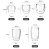 Vattenflaskor samling 5 Storlekar 6 Pack Clear Double Wall Glass Coffee Mugs Isolated Layer Cups Set för bar te mjölkjuice