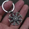 Keychains Viking Kolovrat Knot Keychain Nordic Talisman Runes Pendant slaviska skandinaviska smycken män punk amulet gåva droppe